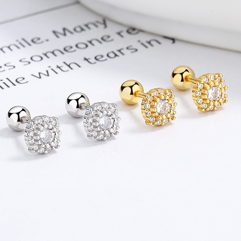 925 Sterling Silver Screw Back Stud Earrings