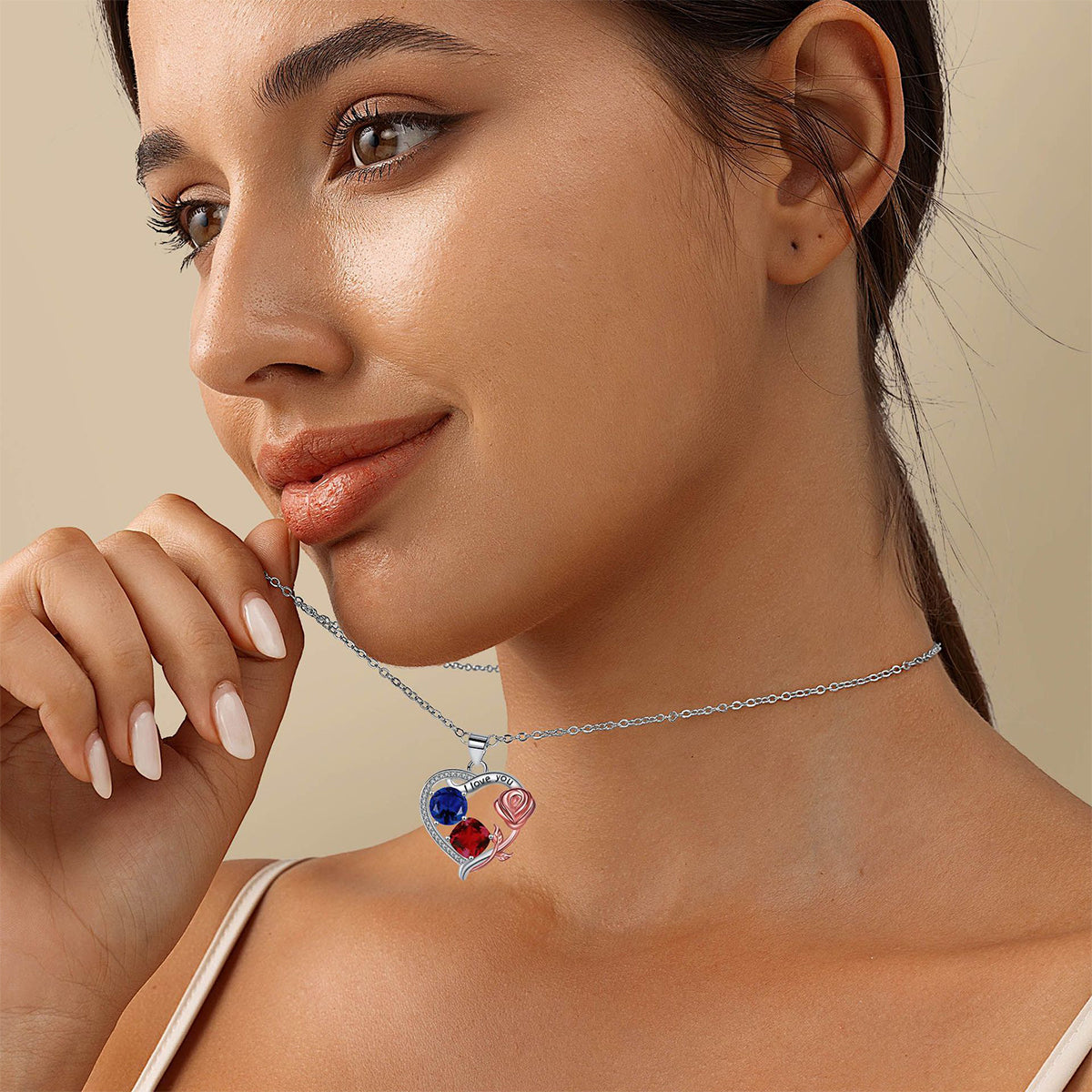 Copper With Silver/Rosegold Plated Heart Pendant Necklace