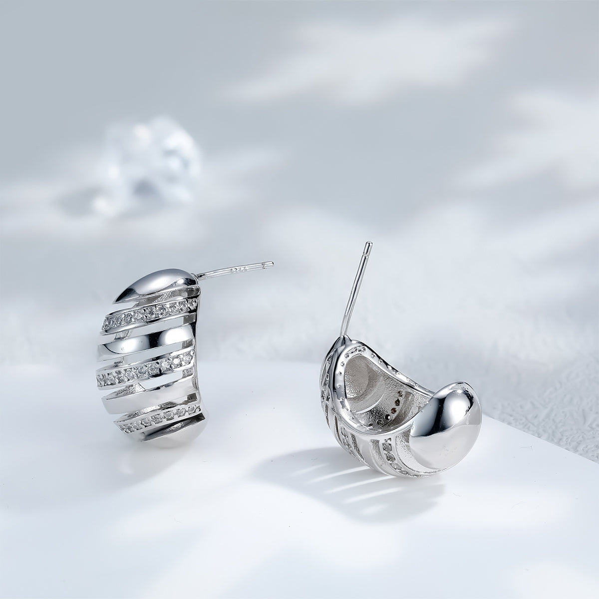 Pendientes de joyería de moda de cobre con baño de plata