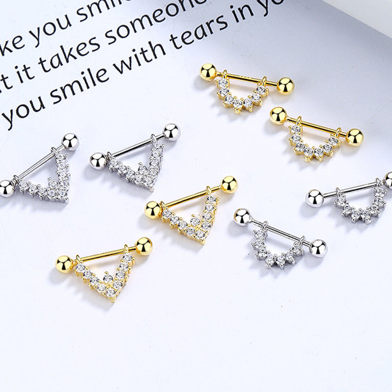 925 Sterling Silver V Screw Back Stud Earrings