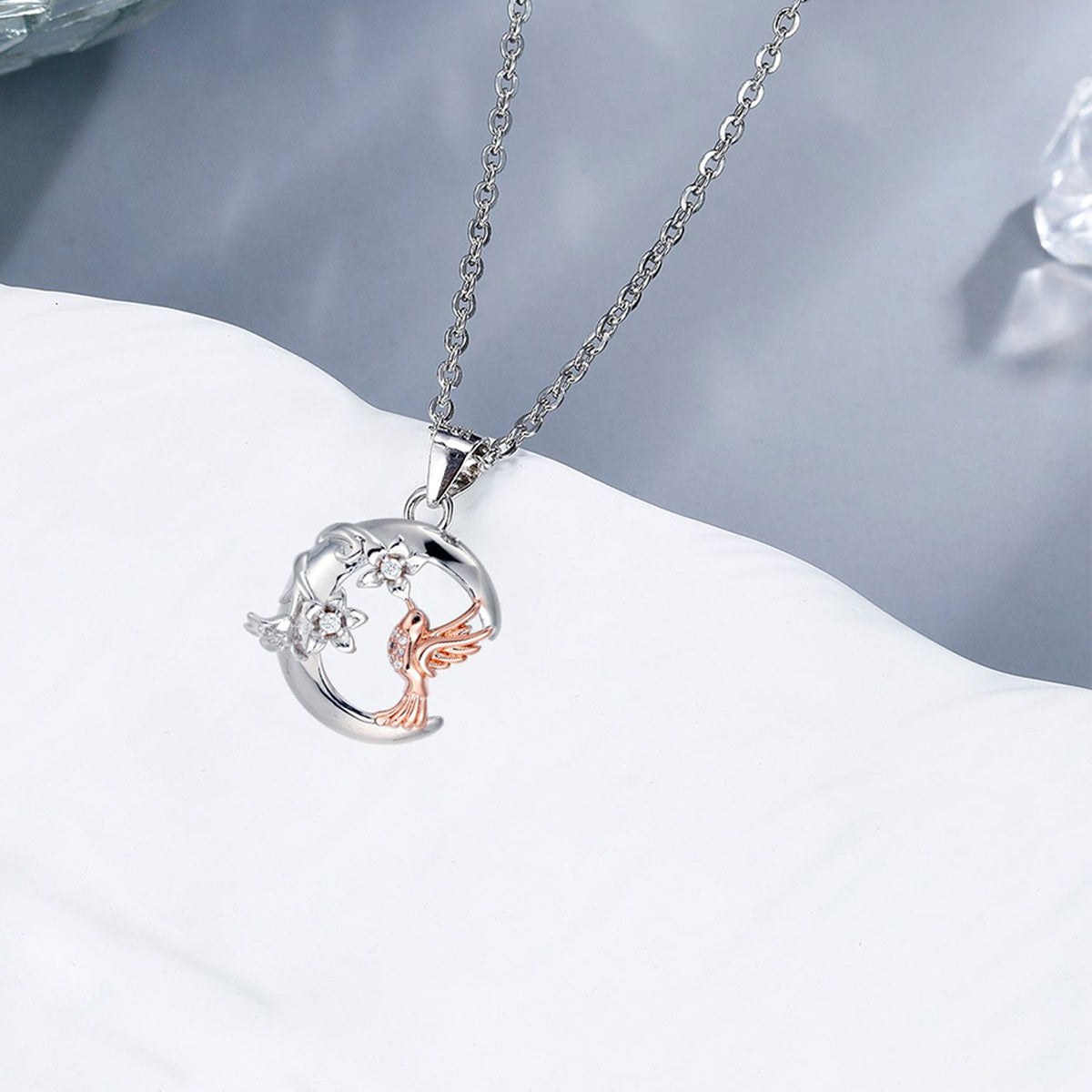Copper With Silver/Rosegold Plated Bird Pendant Necklace