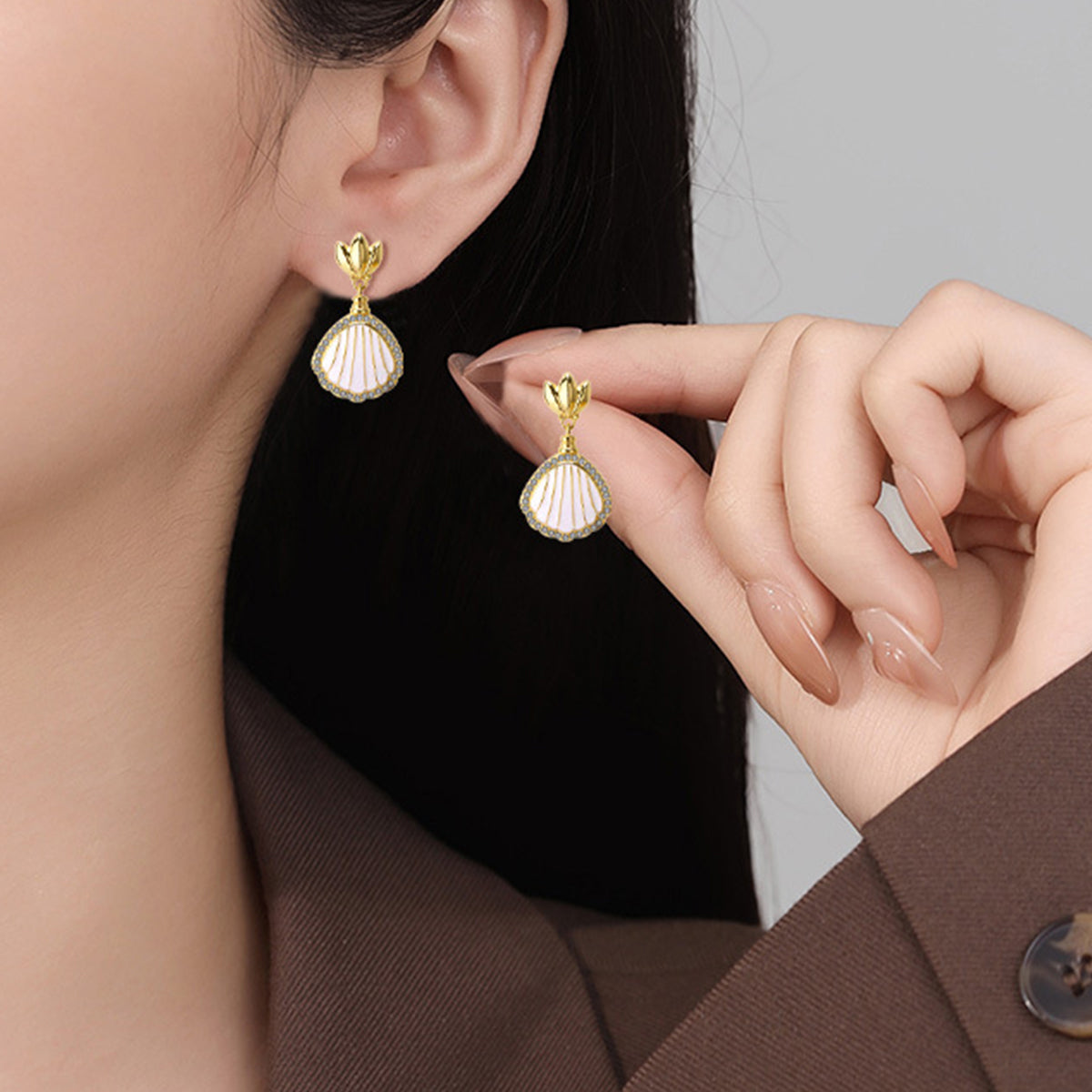 Copper With Gold Plated Fashion Jewelry Earrings