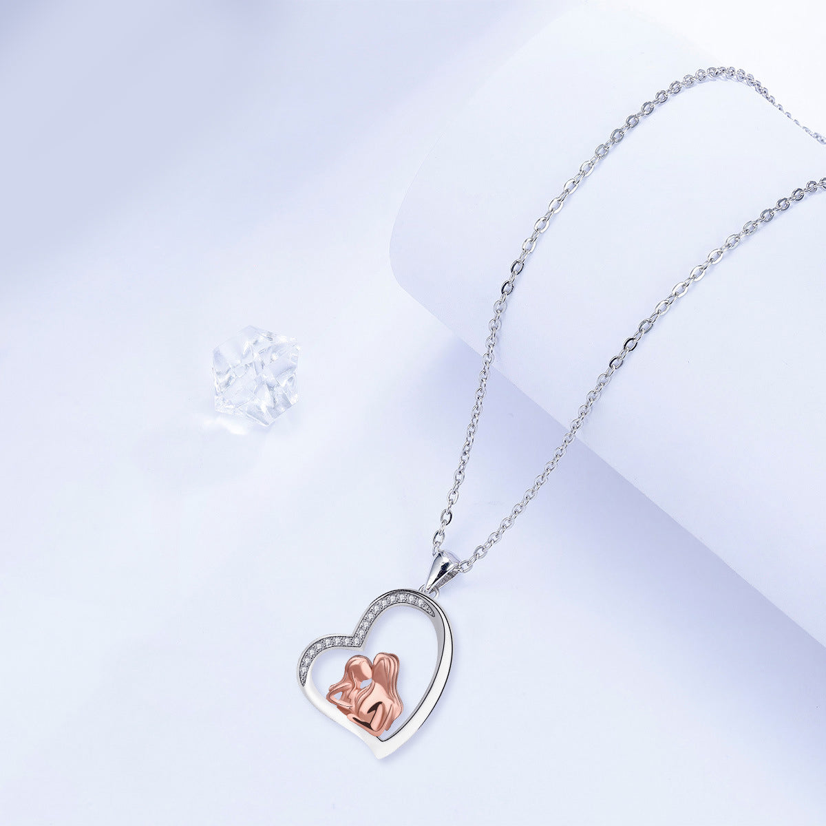 Copper With Silver/Rosegold Plated Heart Pendant Necklace for Women