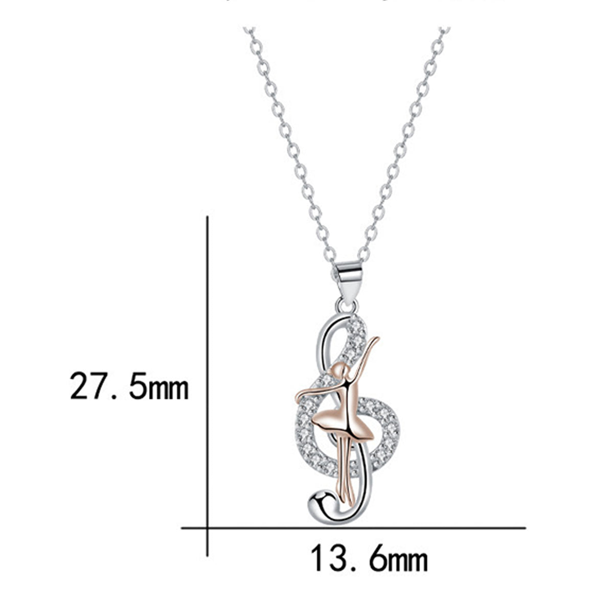 Copper With Silver/Rosegold Plated Music Pendant Necklace