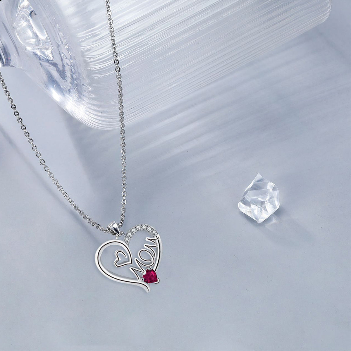 Copper With Silver Plated Mom Heart Pendant Necklace