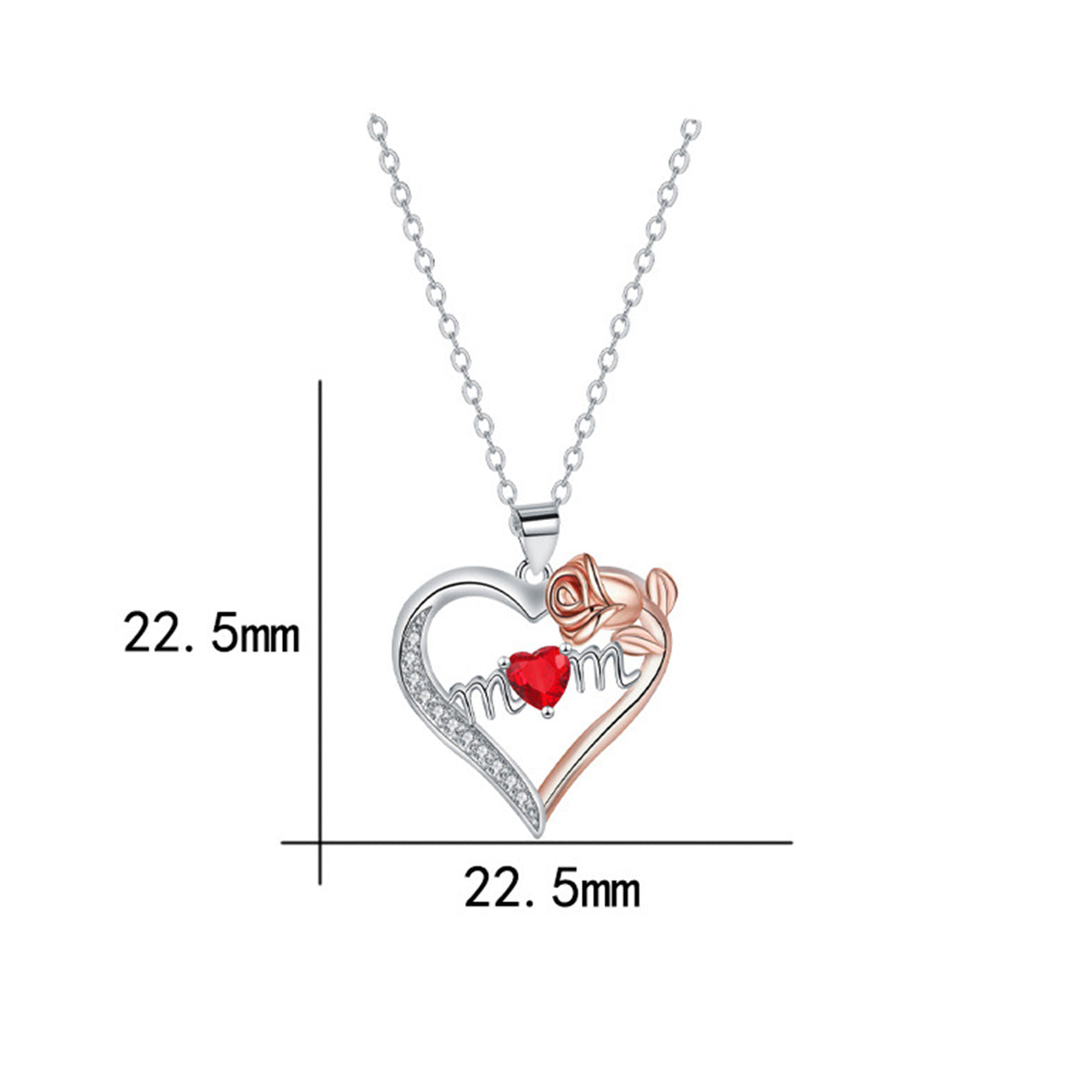 Copper With Silver/Rosegold Plated Heart Pendant Necklace