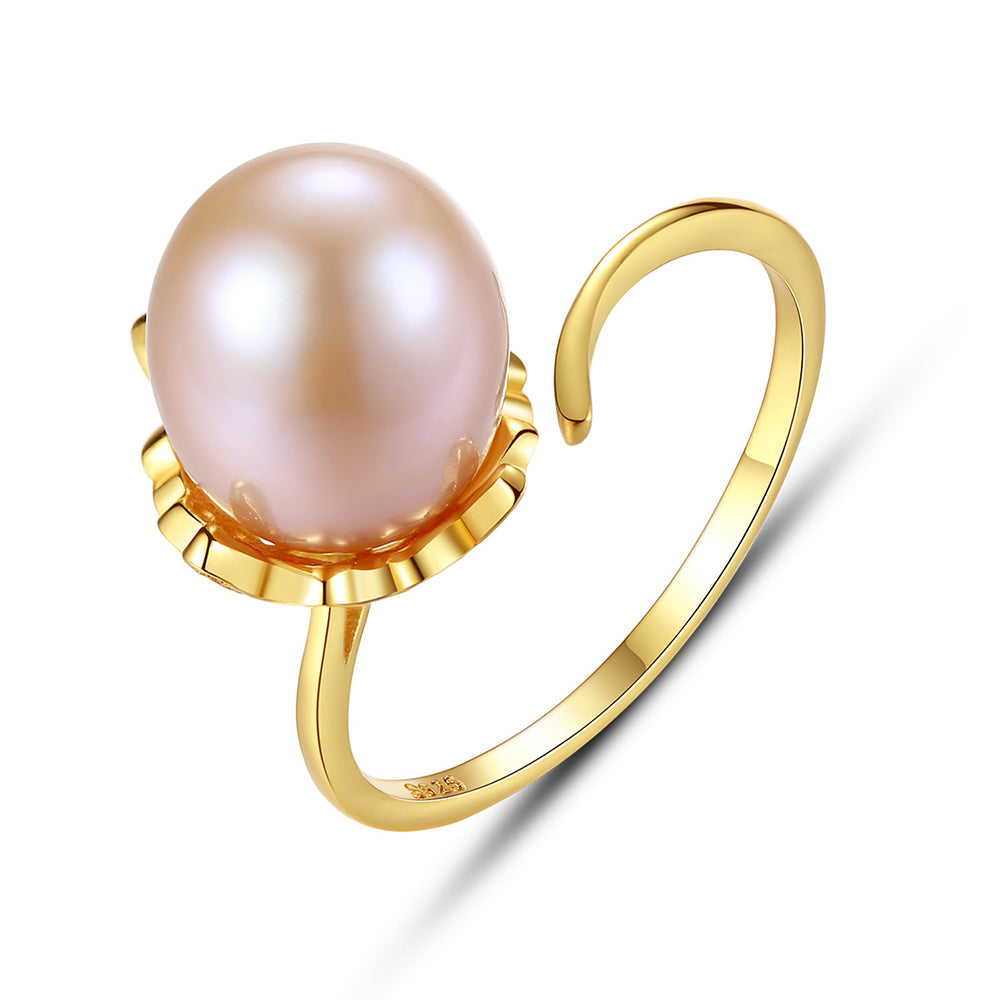 Anillo de perla natural de plata de ley 925, joyería de moda, regalo para mujeres y niñas.