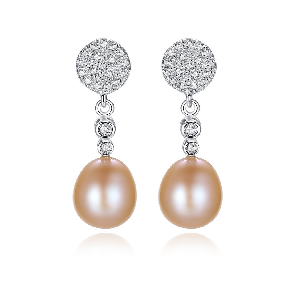925 Sterling Silver Natural Pearl Drop Earrings Fashion Jewelry Gift for Women Girls