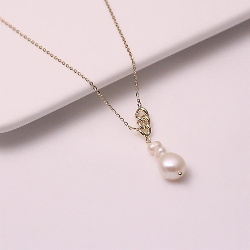 925 Sterling Silver Natural Pearl Necklace Fashion Jewelry Gift for Women Girls