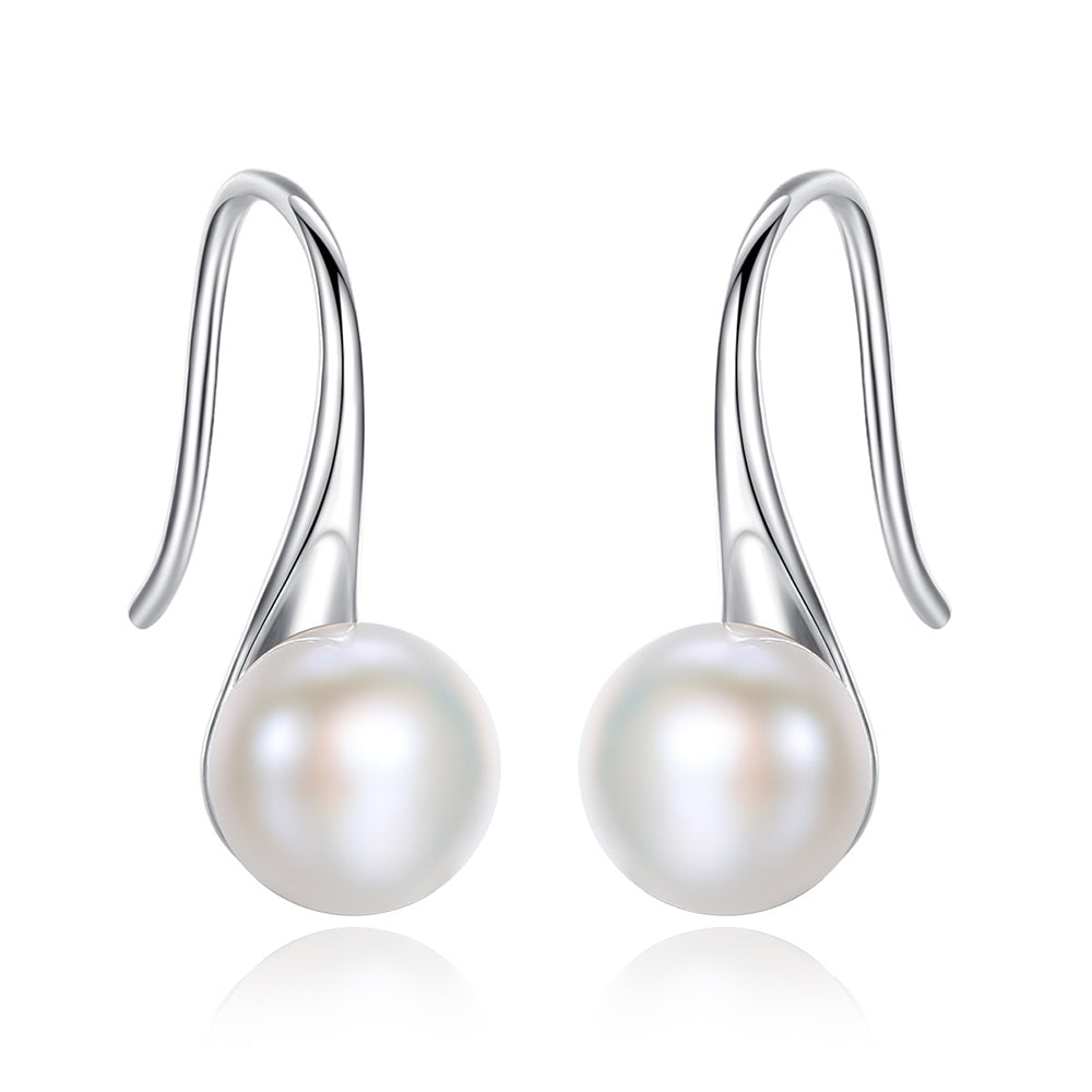 925 Sterling Silver Natural Pearl Drop Earrings Fashion Jewelry Gift for Women Girls