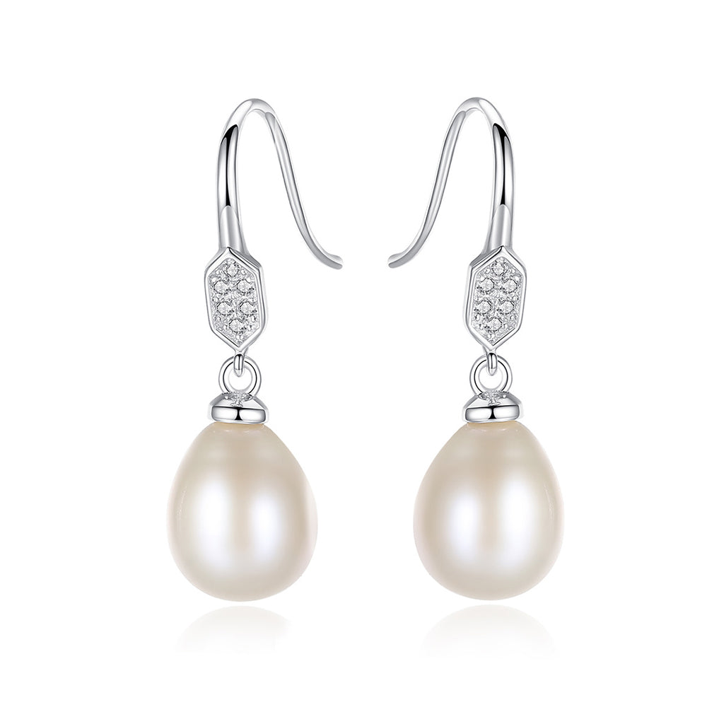Pendientes colgantes de perla natural de plata de ley 925, joyería de moda, regalo para mujeres y niñas.