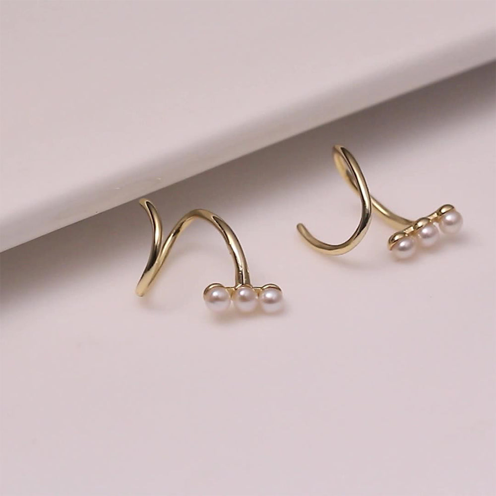 925 Sterling Silver Natural Pearl Earrings Fashion Jewelry Gift for Women Girl