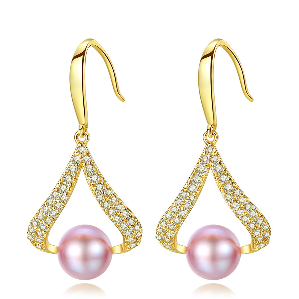925 Sterling Silver Natural Pearl Drop Earrings Fashion Jewelry Gift for Women Girls