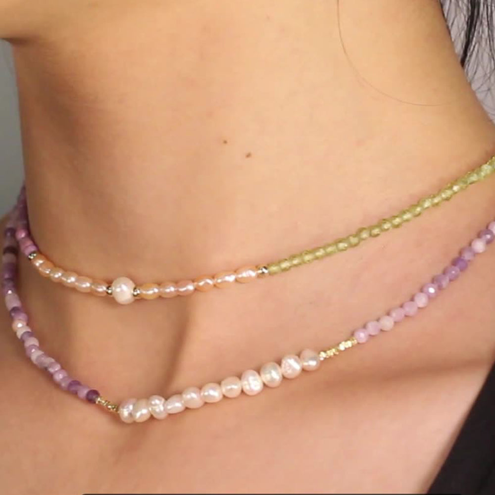 925 Sterling Silver Natural Pearl Necklace Fashion Jewelry Gift for Women Girls