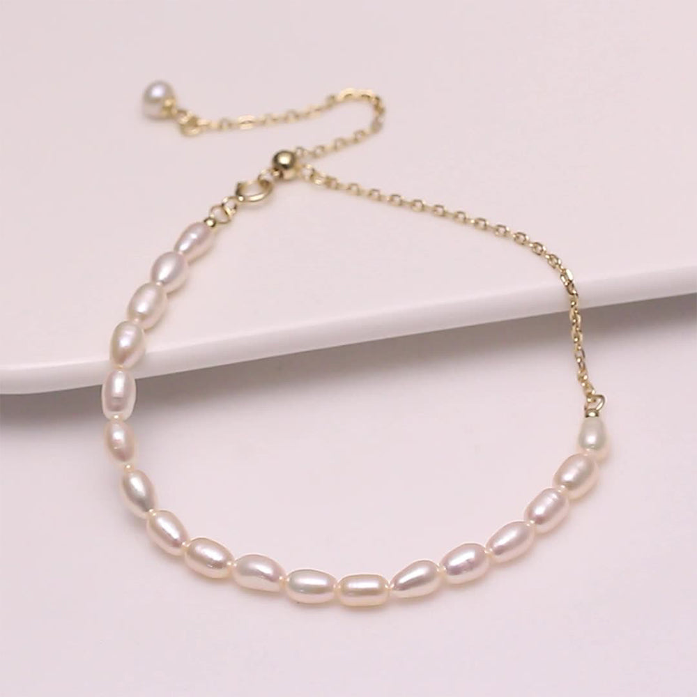 925 Sterling Silver Pearl Bracelet Fashion Jewelry Gift for Women Girls