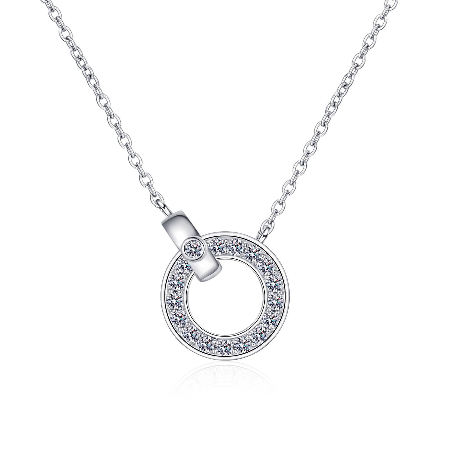 925 Sterling Silver Moissanite Link Circles Necklace