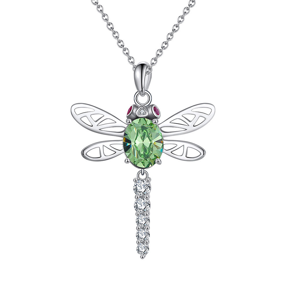 925 Sterling Silver Crystal Dragonfly Necklace