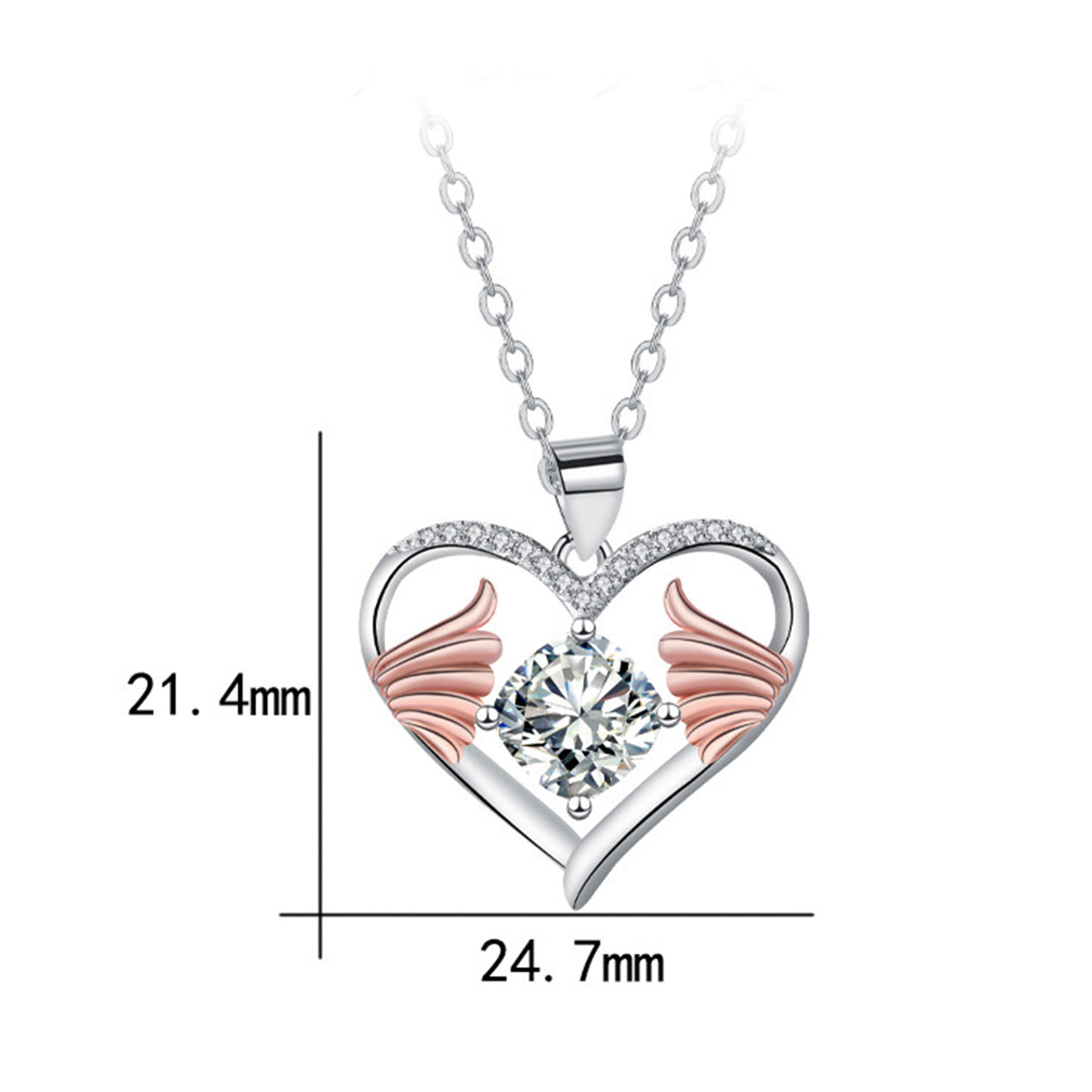 Copper With Silver/Rosegold Plated Heart Pendant Necklace