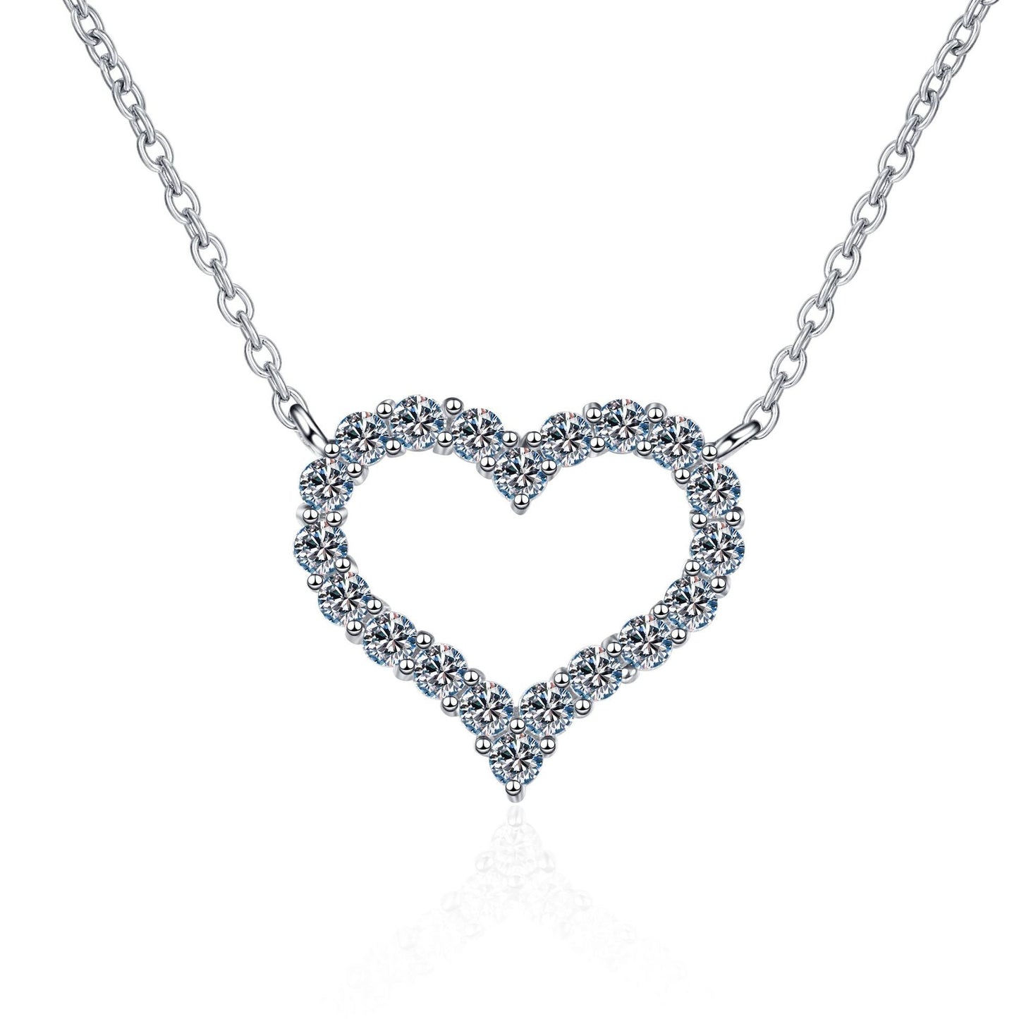 925 Sterling Silber Moissanit Herz Halskette