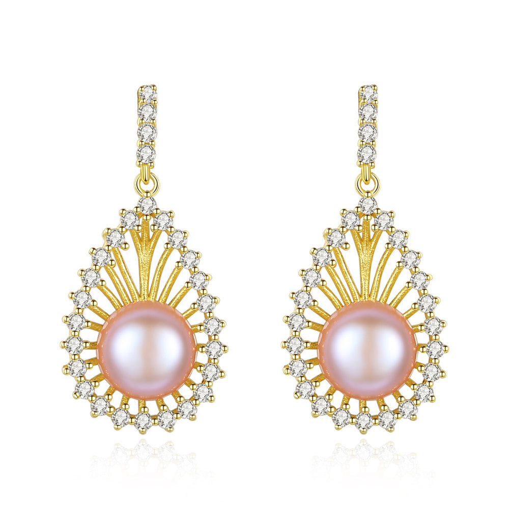 925 Sterling Silver Natural Pearl Drop Earrings Fashion Jewelry Gift for Women Girls