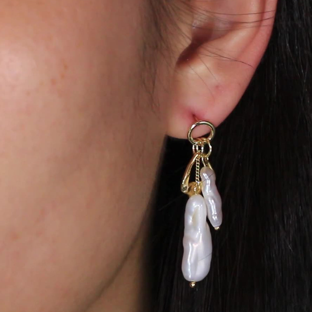 925 Sterling Silver Natural Pearl Earrings Fashion Jewelry Gift for Women Girl