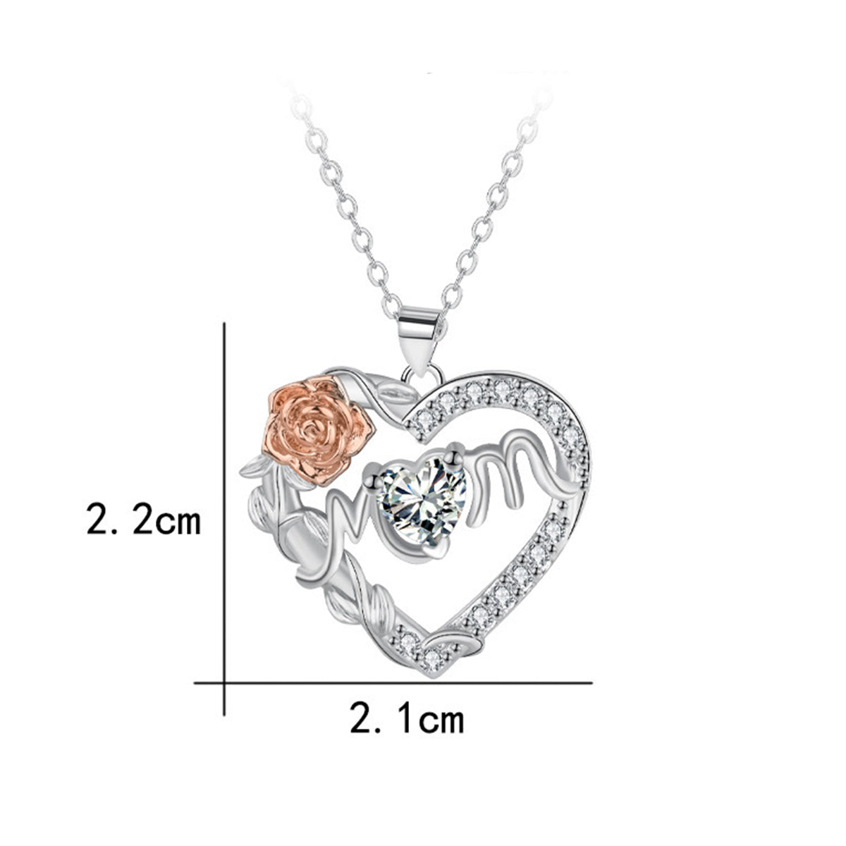 Copper With Silver/Rosegold Plated Heart Pendant Necklace