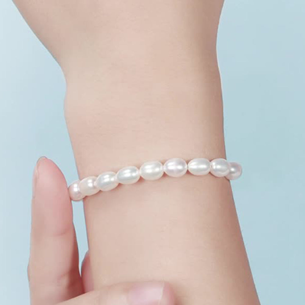 925 Sterling Silver Pearl Bracelet Fashion Jewelry Gift for Women Girls