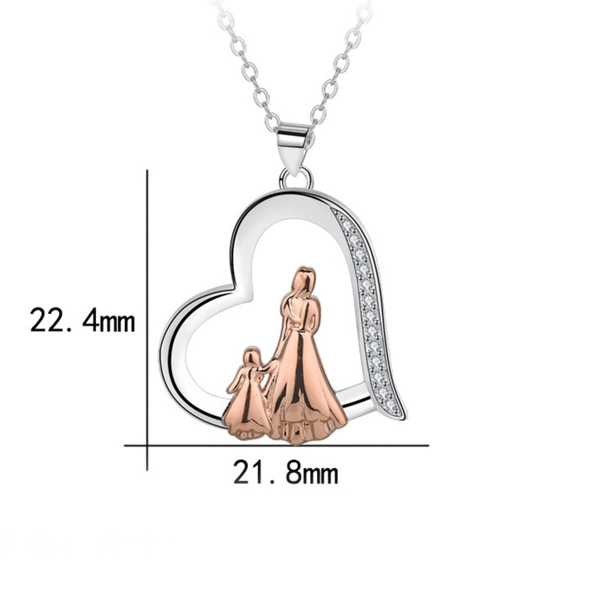 Copper With Silver/Rosegold Plated Heart Pendant Necklace for Women