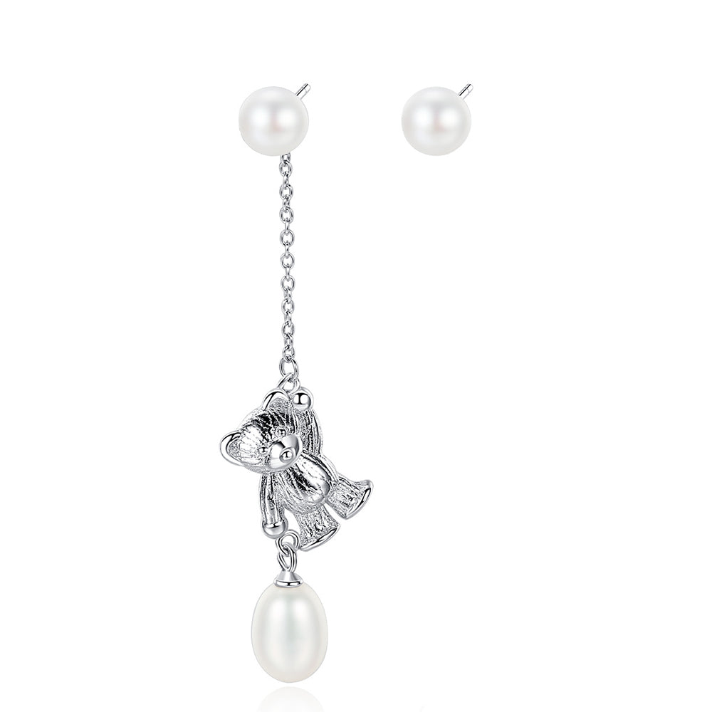 925 Sterling Silver Natural Pearl Drop Earrings Fashion Jewelry Gift for Women Girls