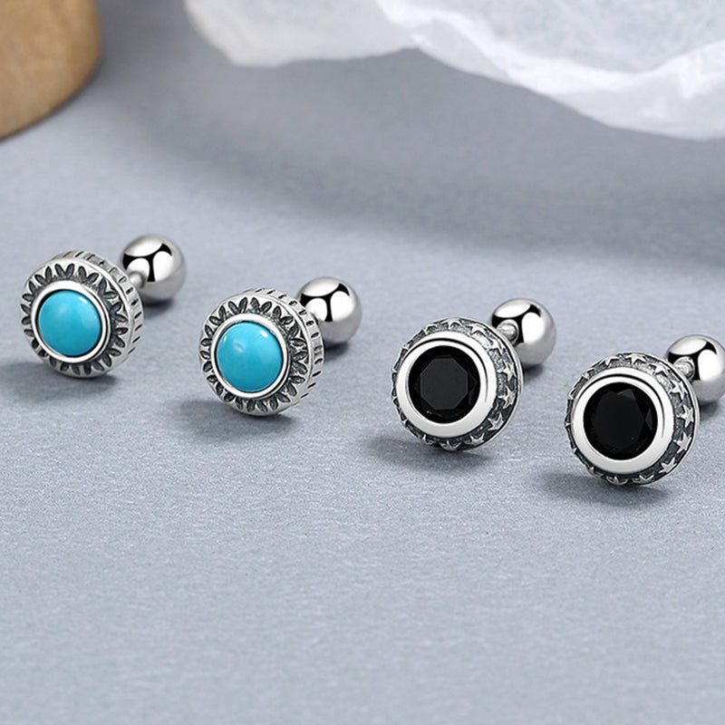 925 Sterling Silver Turquoise Screw Back Stud Earrings