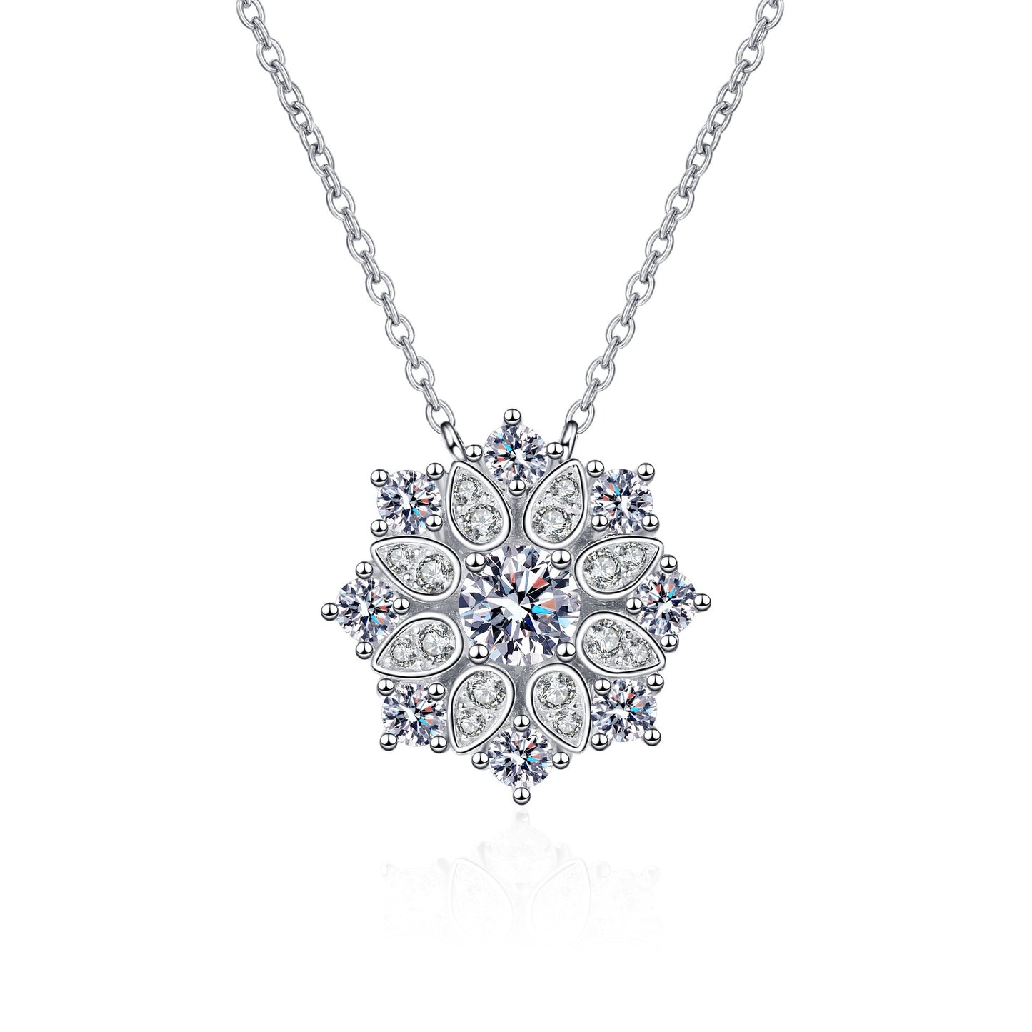 925 Sterling Silber Moissanit Sonnenblumen Halskette