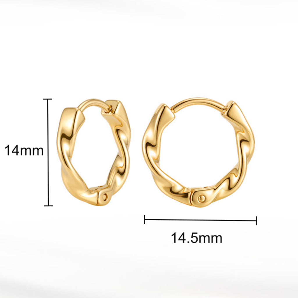 316 Stainless Steel Twisted Mobius Huggie Hoop Earrings, Smooth Glossy Twisted Mobius Strip Design, Seamless Curved Shape, Hinged Snap Closure, Modern Abstract Minimalist Hoop Earrings