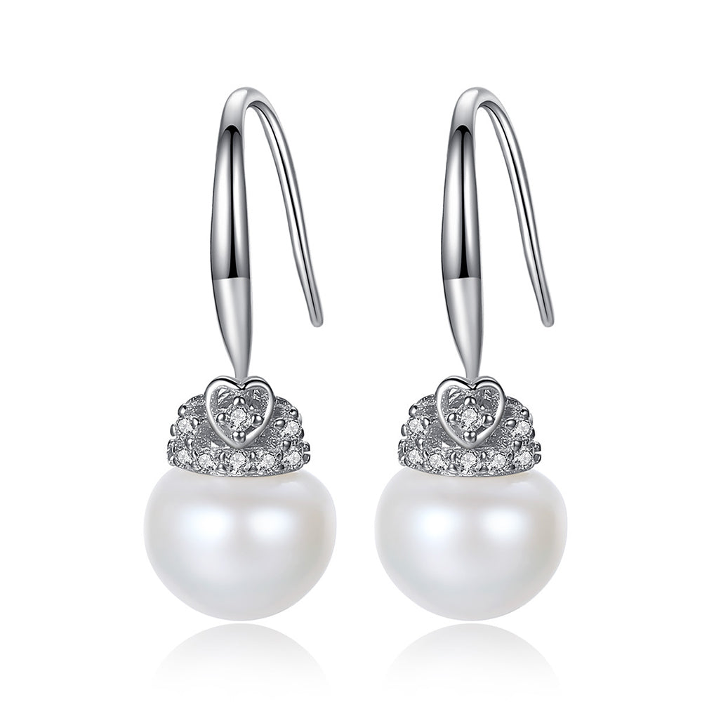 Pendientes colgantes de perla natural de plata de ley 925, joyería de moda, regalo para mujeres y niñas.