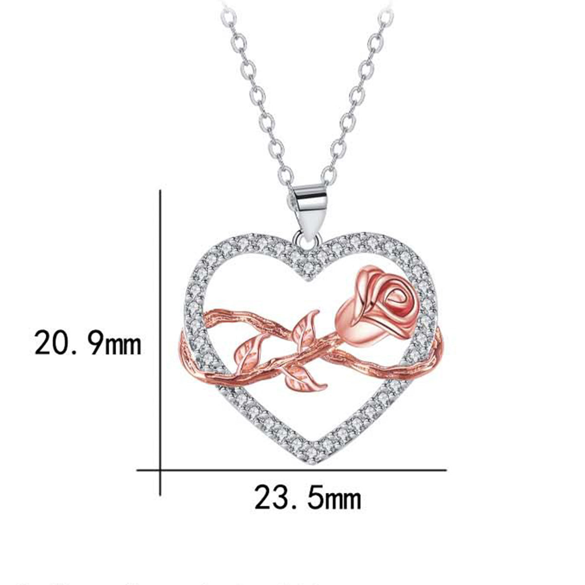 Copper With Silver/Rosegold Plated Heart Pendant Necklace