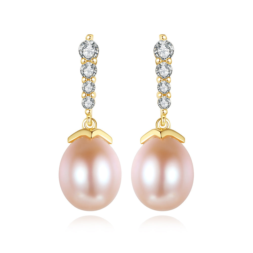 925 Sterling Silver Natural Pearl Drop Earrings Fashion Jewelry Gift for Women Girls