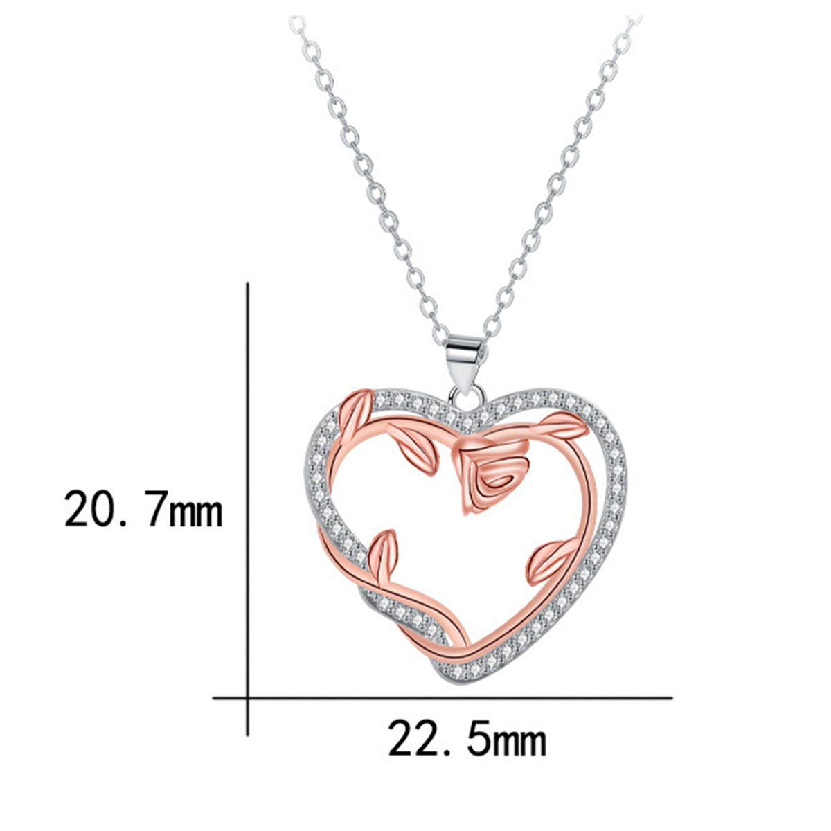 Copper With Silver/Rosegold Plated Heart Pendant Necklace