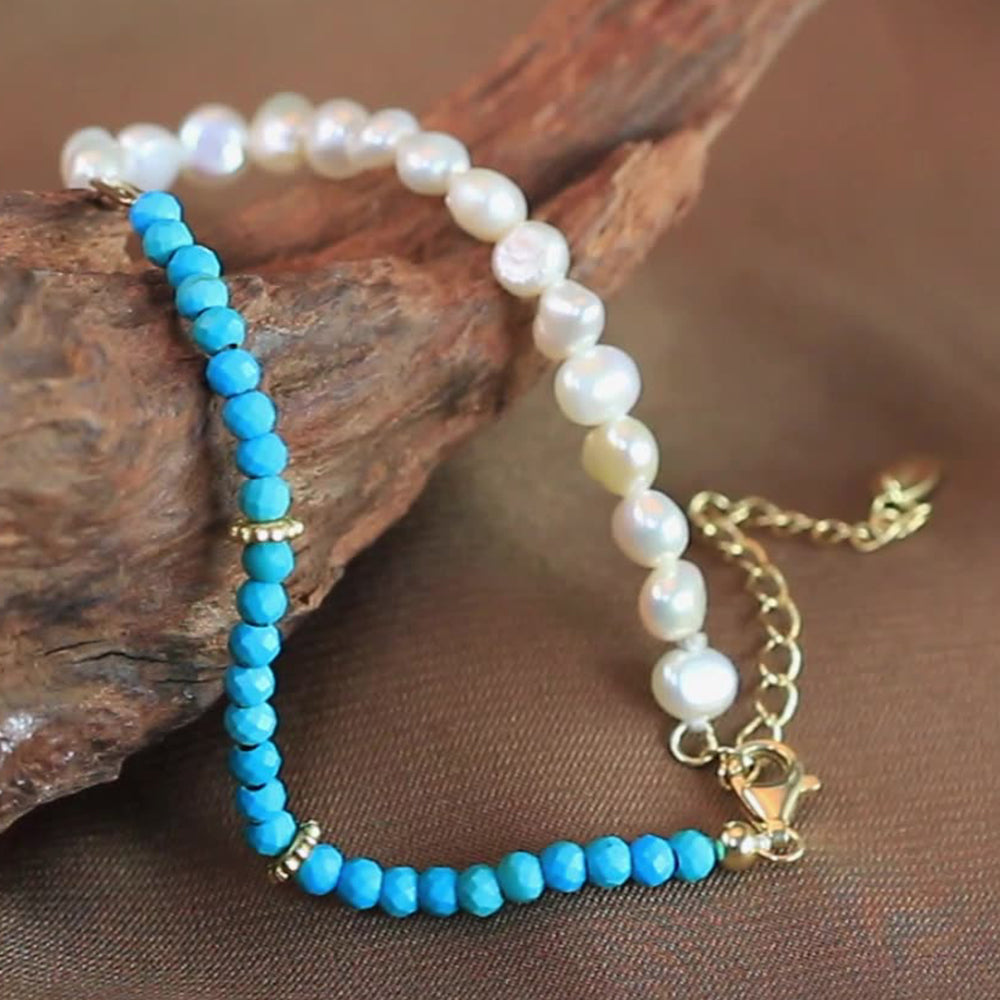 925 Sterling Silver Pearl Bracelet Fashion Jewelry Gift for Women Girls