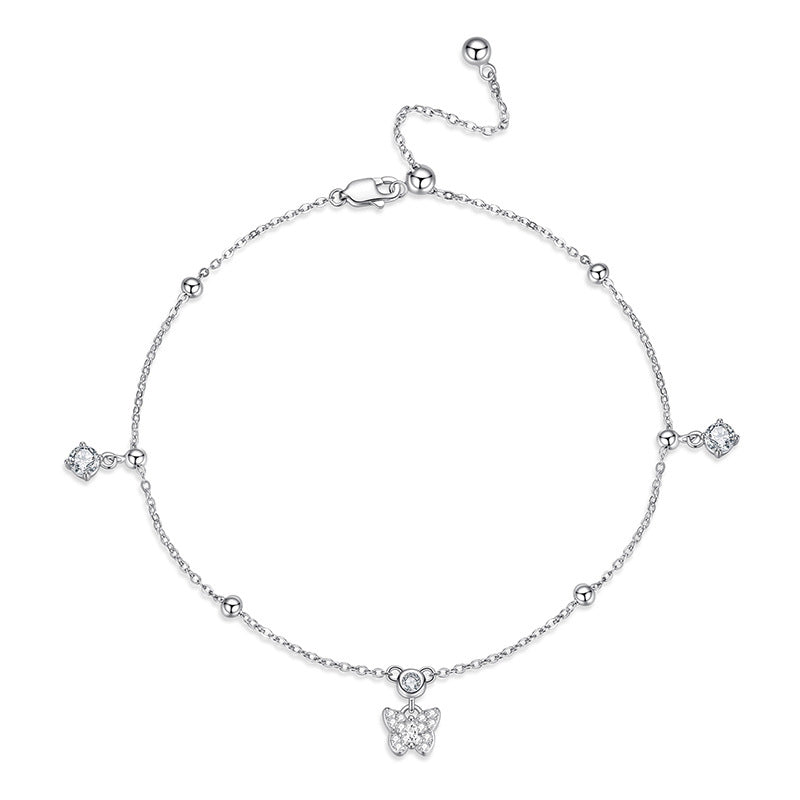 925 Sterling Silver Butterfly Fashion Anklet