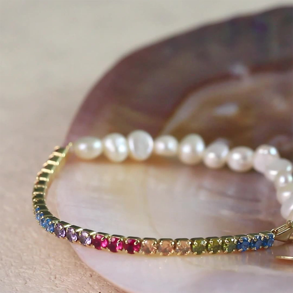 925 Sterling Silver Pearl Bracelet Fashion Jewelry Gift for Women Girls