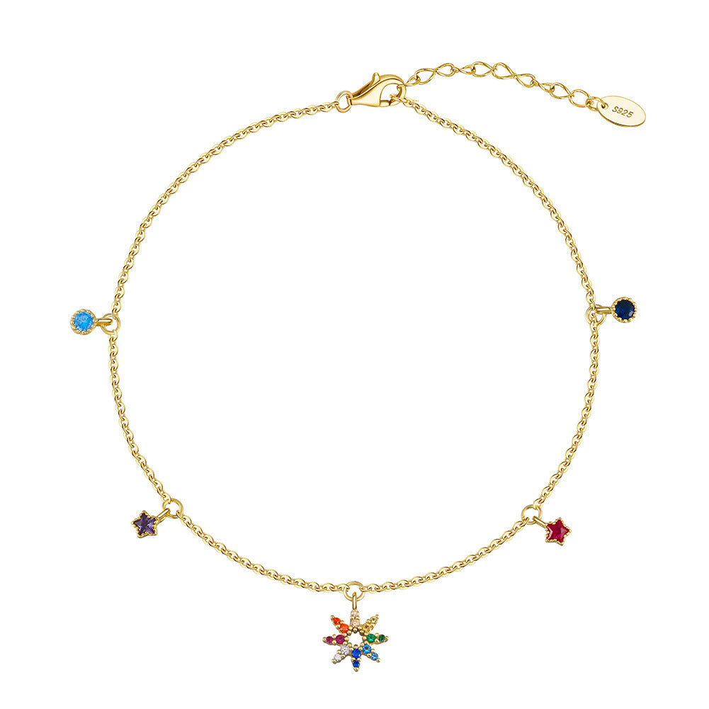 925 Sterling Silver Zircon Fashion Anklet