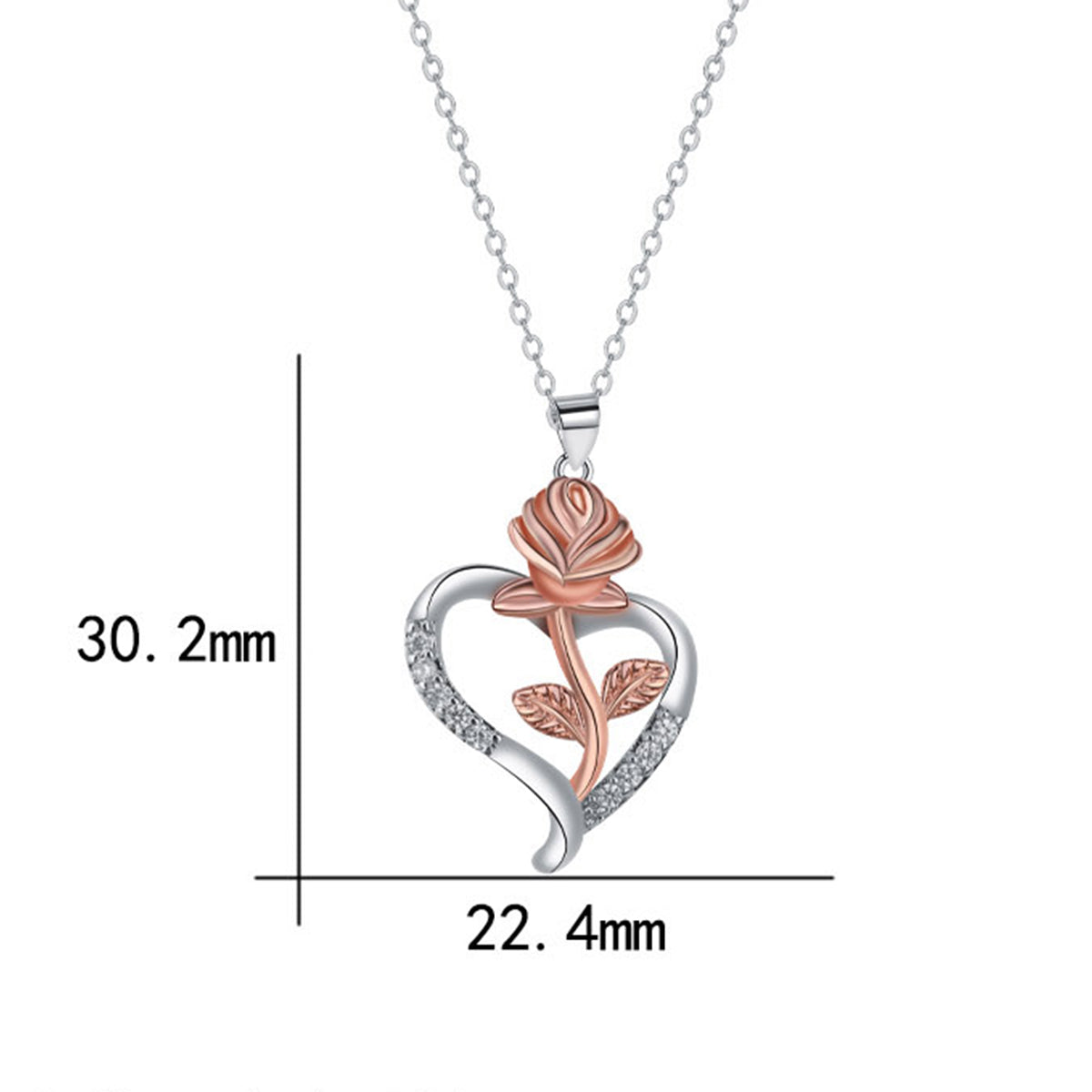 Copper With Silver/Rosegold Plated Heart Pendant Necklace
