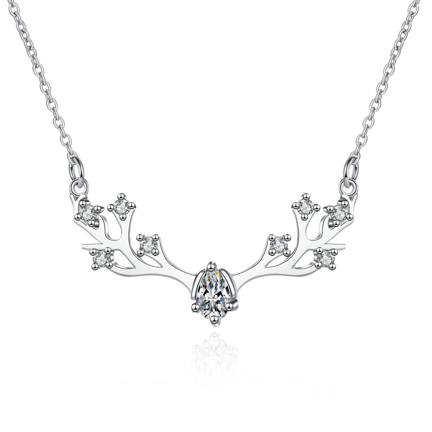 925 Sterling Silber Moissanit Hirschkopf Halskette