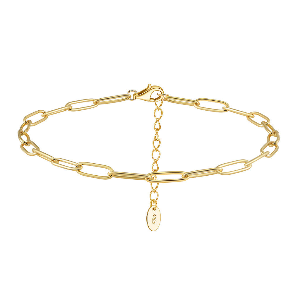 Tobillera de moda de doble capa con diseño de mariposa en plata de ley 925