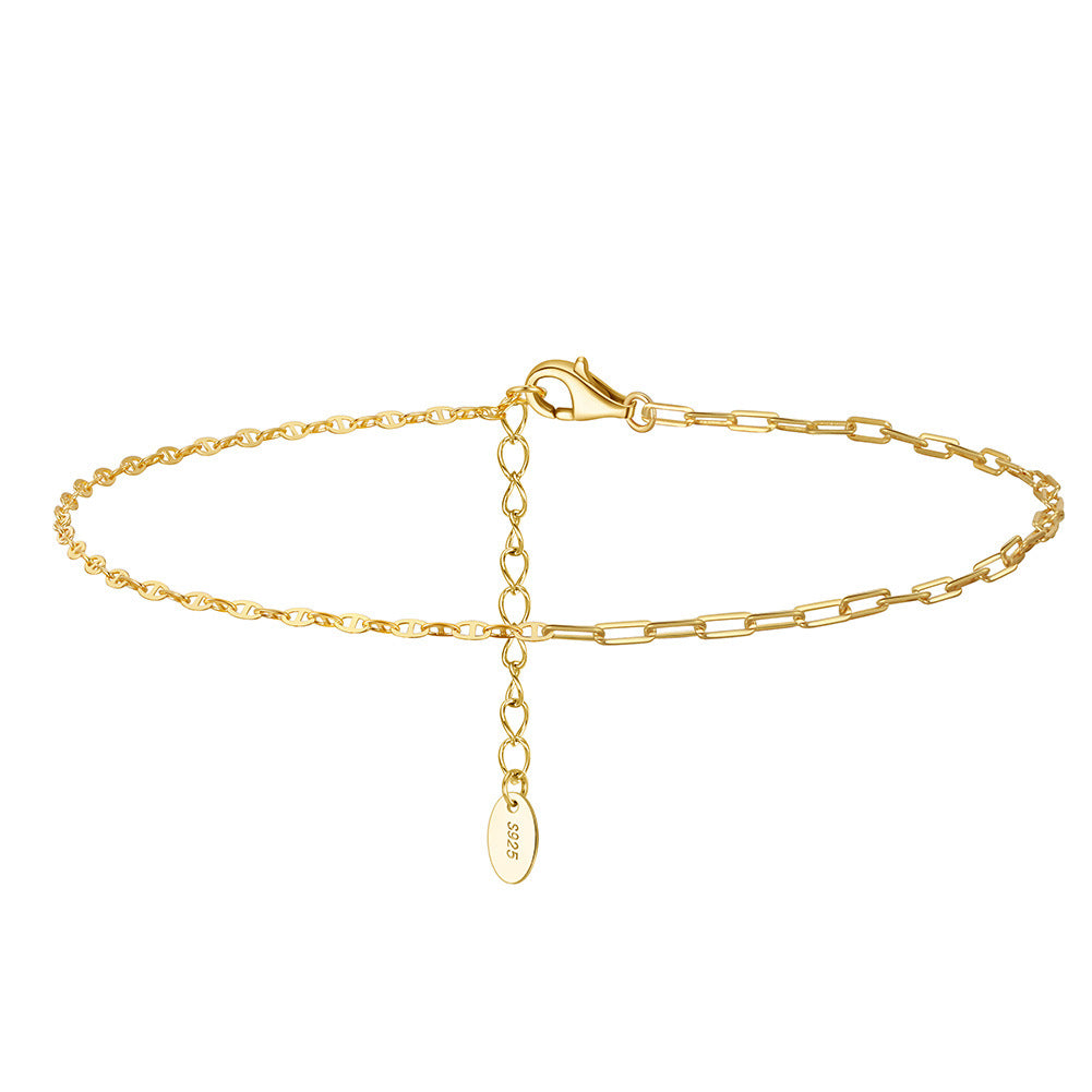 925 Sterling Silver Link Chain Fashion Anklet