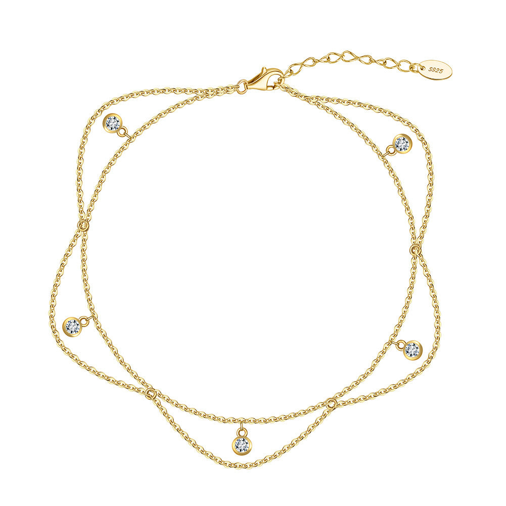 925 Sterling Silver Zircon Fashion Anklet