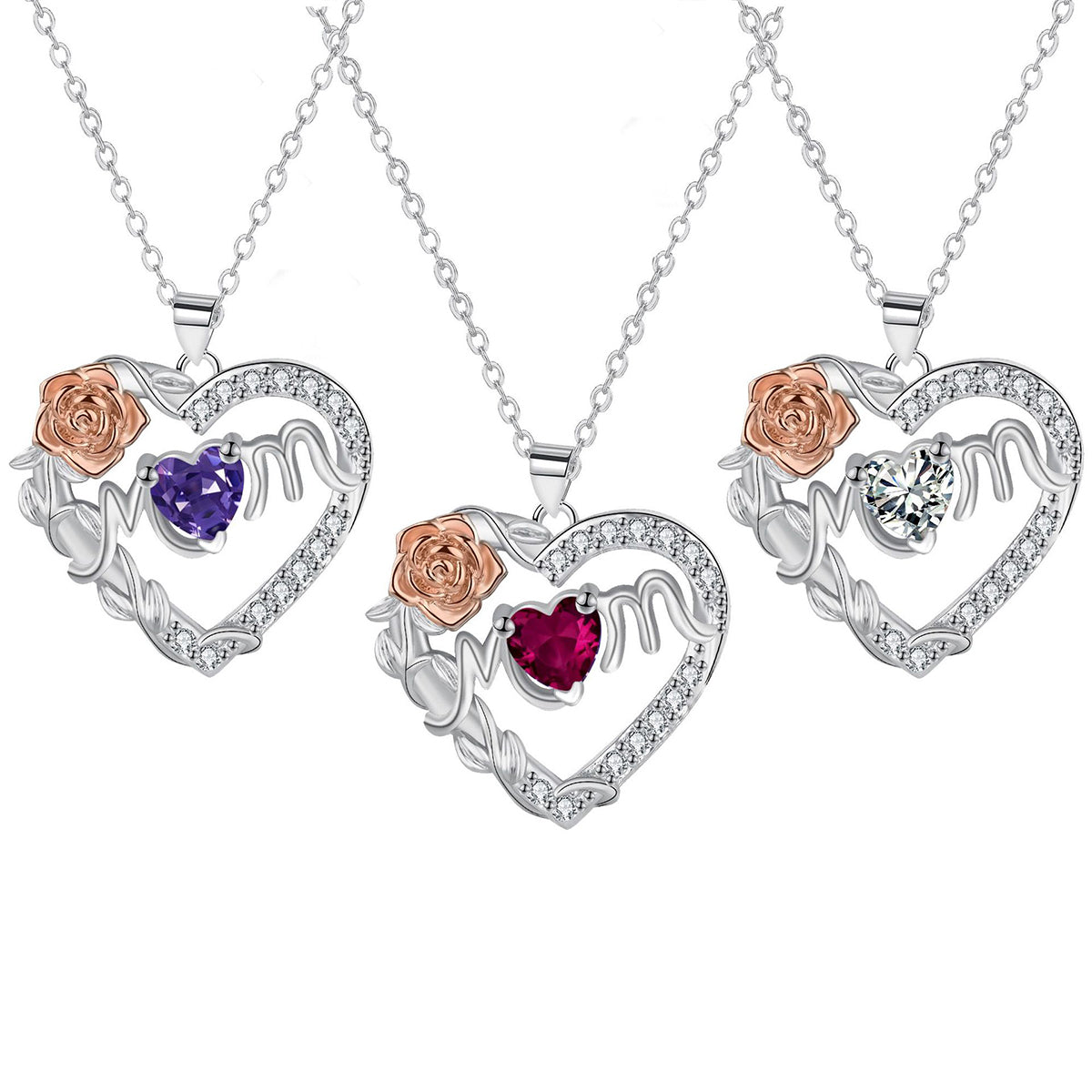 Copper With Silver/Rosegold Plated Heart Pendant Necklace