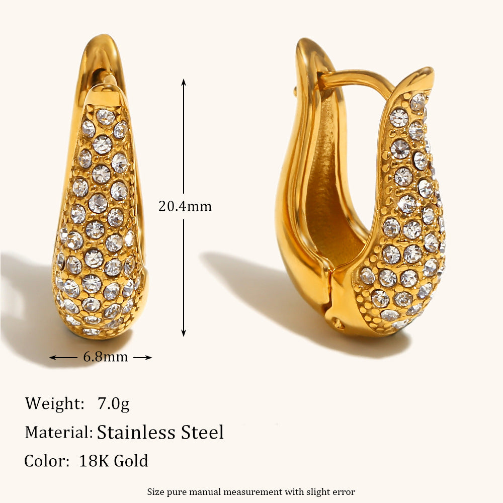 316L Stainless Steel Jewelry Fashion Zircon Huggie Earrings