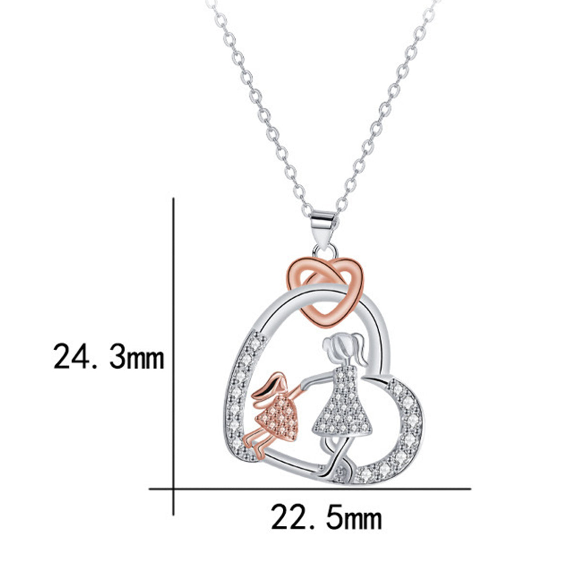 Copper With Silver/Rosegold Plated Heart Pendant Necklace