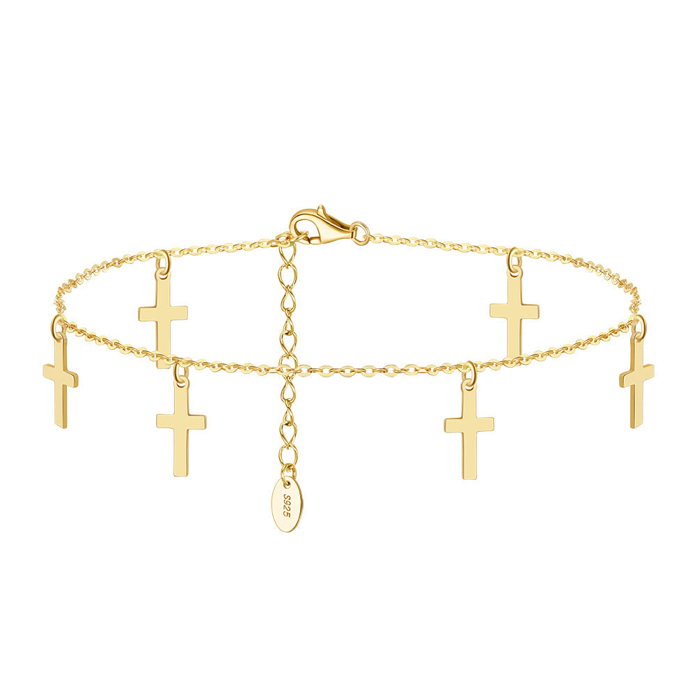 925 Sterling Silver Cross Fashion Anklet