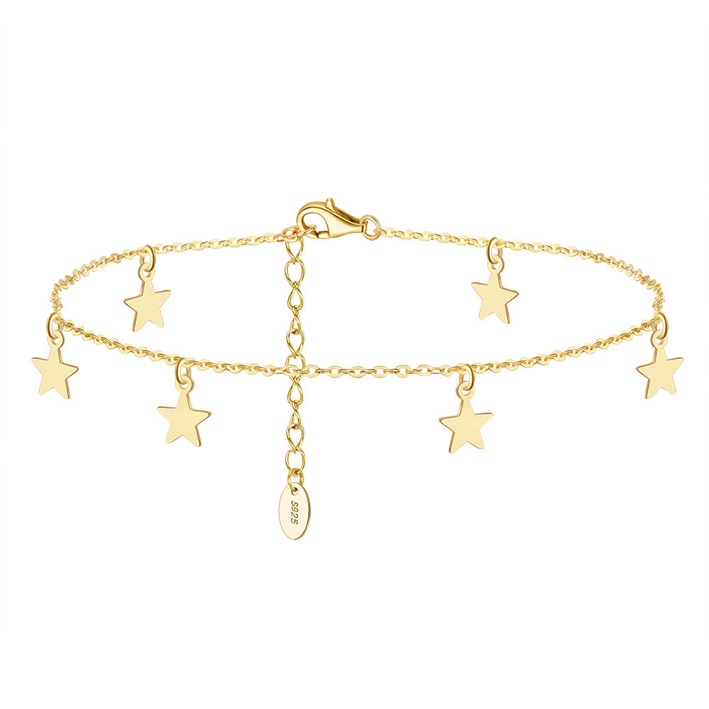 925 Sterling Silver Stars Fashion Anklet
